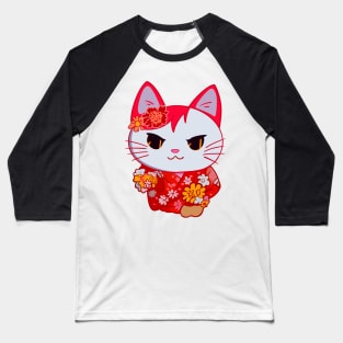 Feline In A Kimono Baseball T-Shirt